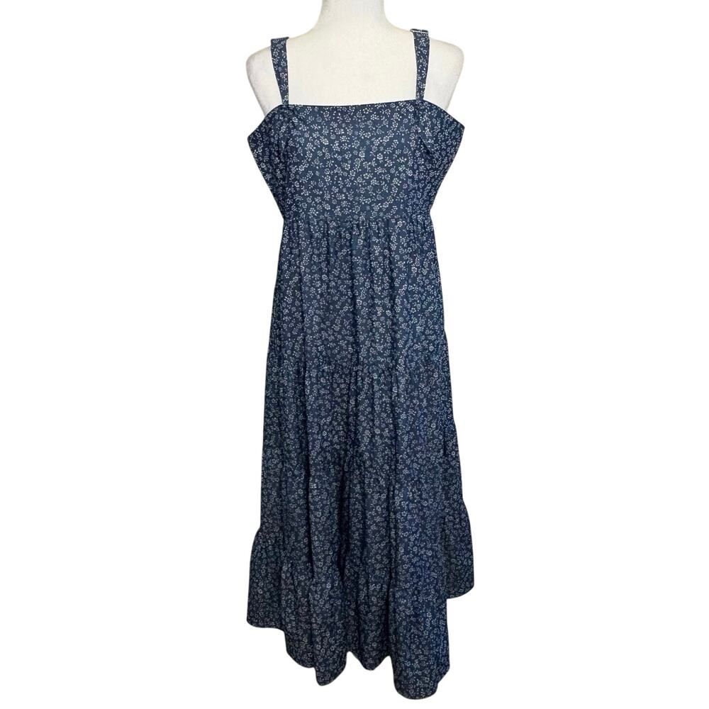 Likely Kimber Ditsy Floral Midi Dress Womens 10 Blue Boho Cottagecore Flowy NEW